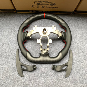 CZD autoparts for Nissan gtr  r35 2009-2016 carbon fiber steering wheel with matte carbon fiber paddles shifter