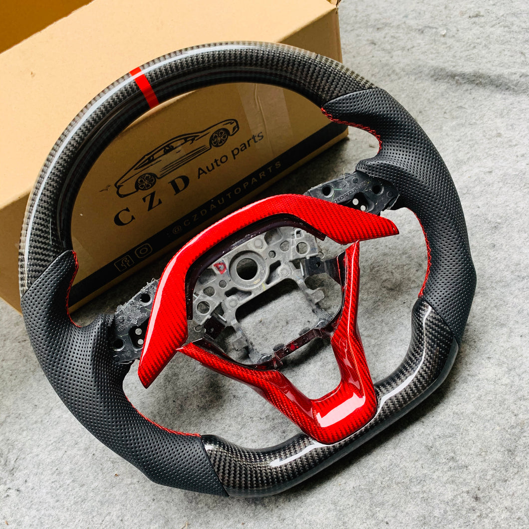 czd auto parts carbon fiber steering wheel for Honda 10th gen Accord EXL EX LX/Insight with red stripe