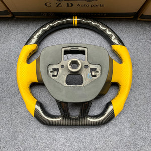 CZD auto parts For Ford Focus MK3 RS/ST /EcoSport/Escape/Kuga/C-MAX 2015-2020 Carbon Fiber Steering Wheel With yellow perforated leather and yellow stripe line