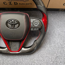 Load image into Gallery viewer, CZD autoparts for Toyota 8th gen Camry se xse le xle 2018-2022 carbon fiber steering wheel with red thumb grips