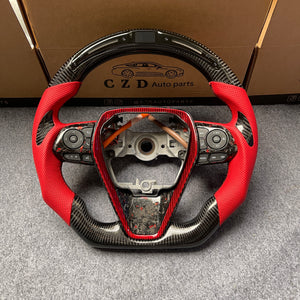 czd auto parts carbon fiber steering wheel for toyota le with round led