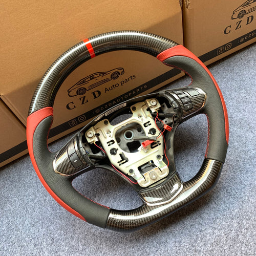 CZD auto parts carbon fiber steering wheel for Chevrolet Corvette C6 Z06 C6 2005-2013 with red stripe and stitching