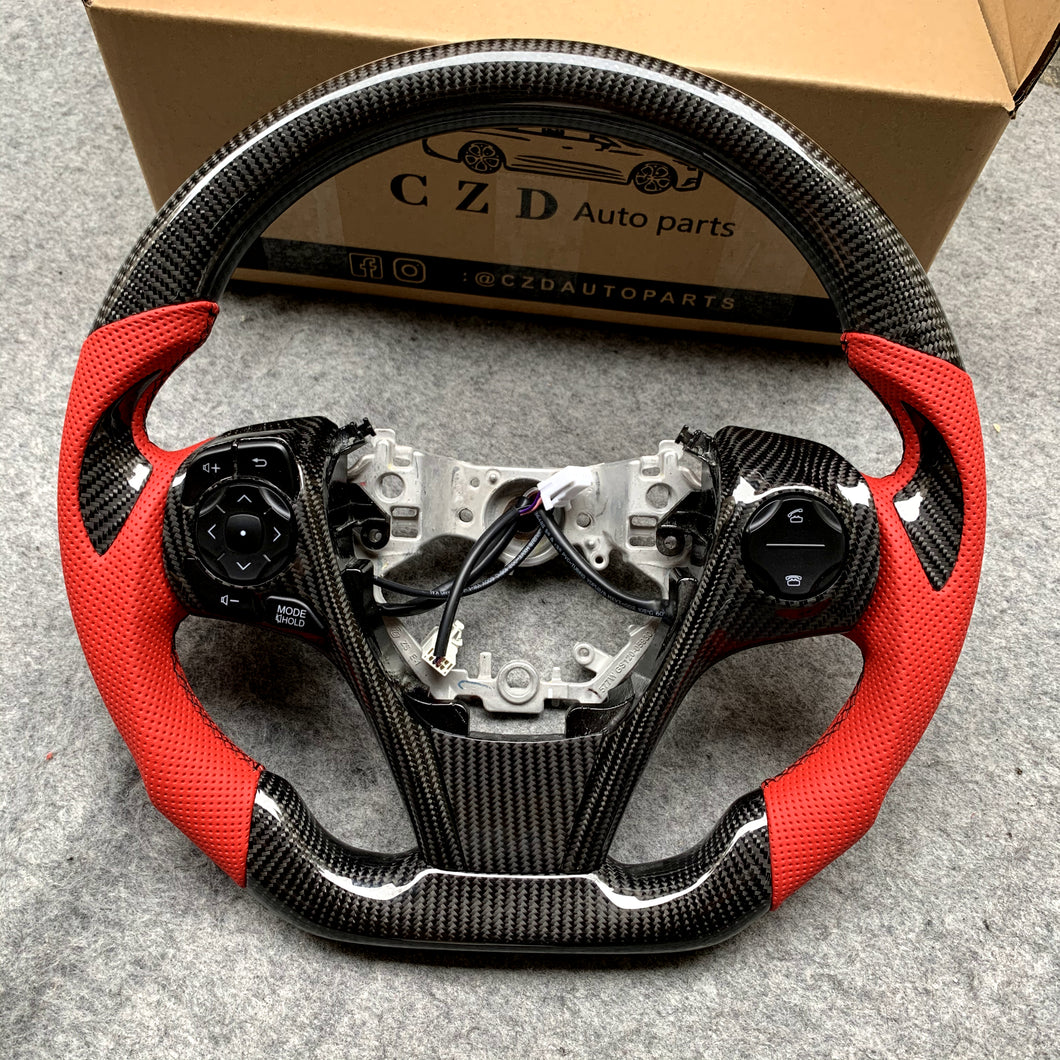 czd auto parts carbon fiber steering wheel for Toyota Camry with 3spoke 2012-2014 with gloss black carbon fiber thumbgrips