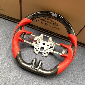 CZD for 2018-2023 Ford Mustang/SHELBY GT350 carbon fiber steering wheel with red perforated leather