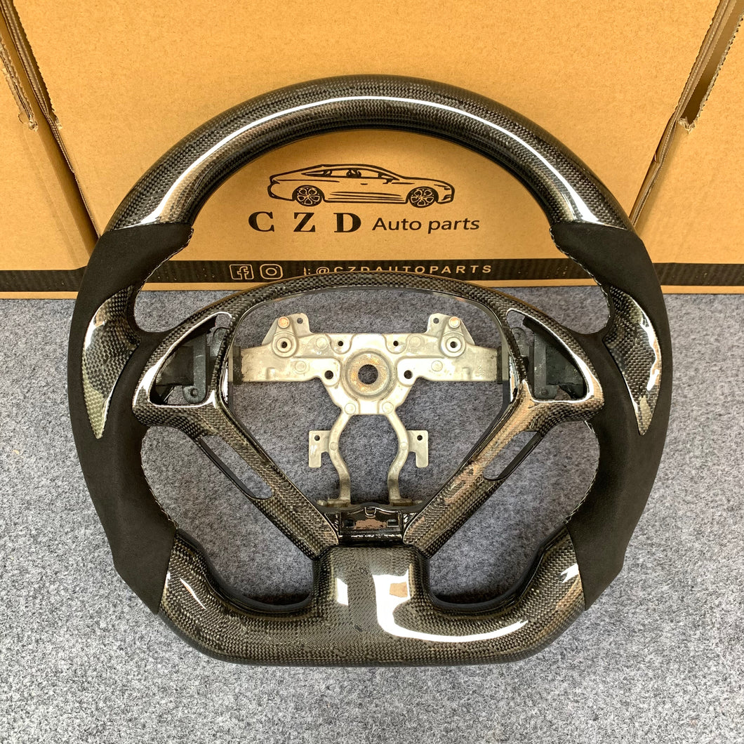 CZD autoparts for Infiniti Q40 Q60 2014-2015 carbon fiber steering wheel with alcantara leather side