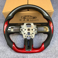 Load image into Gallery viewer, czd auto parts carbon fiber steering wheel for Ford Mustang/Ford SHELBY GT350 with red carbon fiber thumbgrips