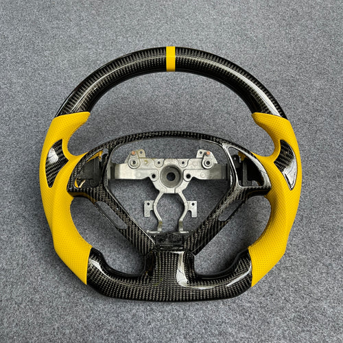 czd auto parts carbon fiber steering wheel for Infiniti QX50 2014-2018 with yellow perforated leather