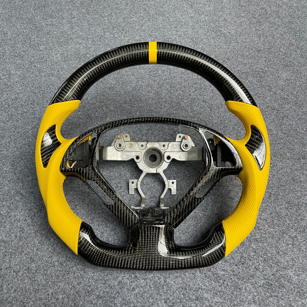 czd auto parts carbon fiber steering wheel for Infiniti QX50 2014-2018 with yellow perforated leather