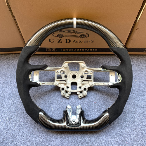 czd auto parts carbon fiber steering wheel for Ford Mustang 2015-2017 with white stripe