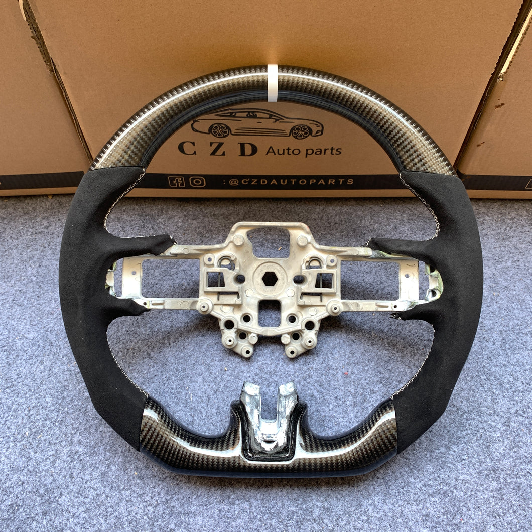 czd auto parts carbon fiber steering wheel for Ford Mustang 2015-2017 with white stripe