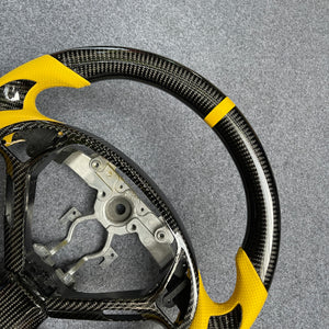 czd auto parts carbon fiber steering wheel for Infiniti Q40 Q60 2014-2015 with yellow perforated leather