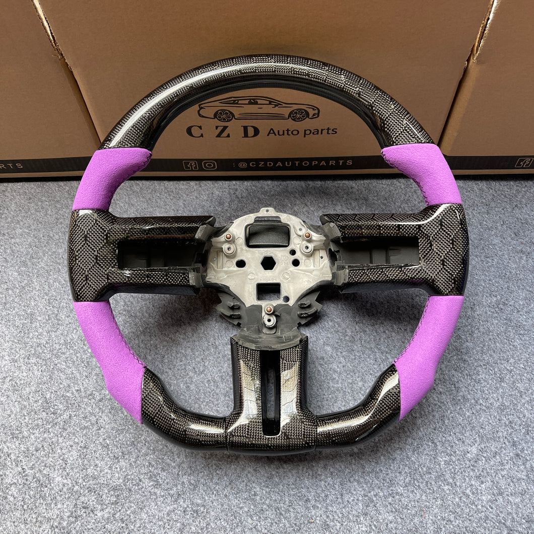 CZD autoparts for  Ford Mustang 2009-2014  carbon fiber steering wheel with purple alcantara leather side