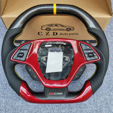 Load image into Gallery viewer, CZD auto parts carbon fiber steering wheel for Chevrolet 6th gen Camaro 2016-2020 with gloss red carbon fiber on the bottom