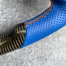 Load image into Gallery viewer, CZD autoparts for Ford Mustang 2015-2017 carbon fiber steering wheel with blue perforated leather side