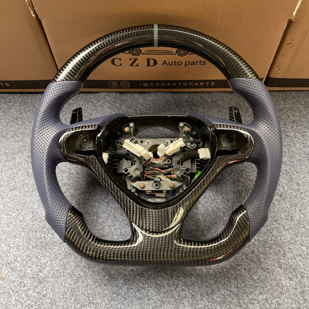 czd auto parts carbon fiber steering wheel for Acura TSX 2009-2014 with grey perforated leather