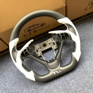 czd auto parts carbon fiber steering wheel for Acura TL/ILX with white perforated leather
