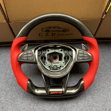 Load image into Gallery viewer, CZD auto parts for Mercedes Benz S-Class W222 SLC R172 carbon fiber steering wheel with red perforated leather side