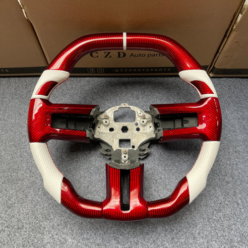 CZD auto parts carbon fiber steering wheel for Ford Mustang 2010-2014 with red carbon fiber