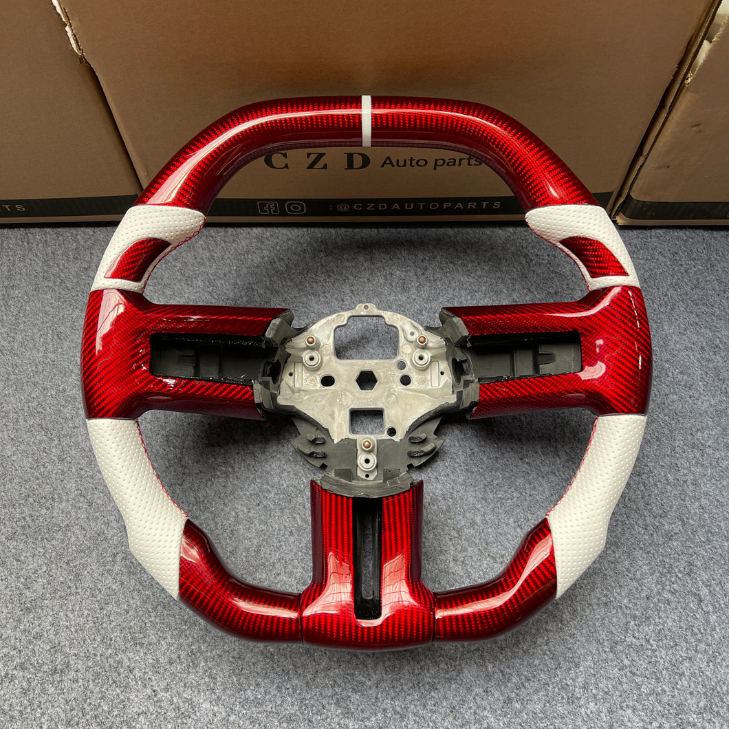 CZD auto parts carbon fiber steering wheel for Ford Mustang 2010-2014 with red carbon fiber