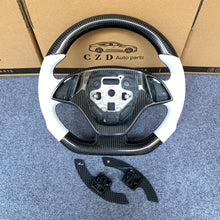 Load image into Gallery viewer, CZD autoparts for Chevrolet Corvette C7 2014-2019 carbon fiber steering wheel with white perforated leather side