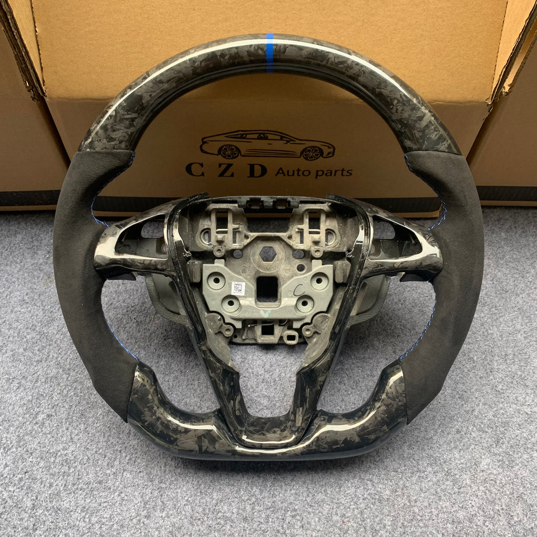 CZD auto parts for Ford Mondeo MK5/ Edge SE ST AWD/ Fusion/ Galaxy/ S-Max 2013-2020 carbon fiber steering wheel with gloss forged carbon fiber