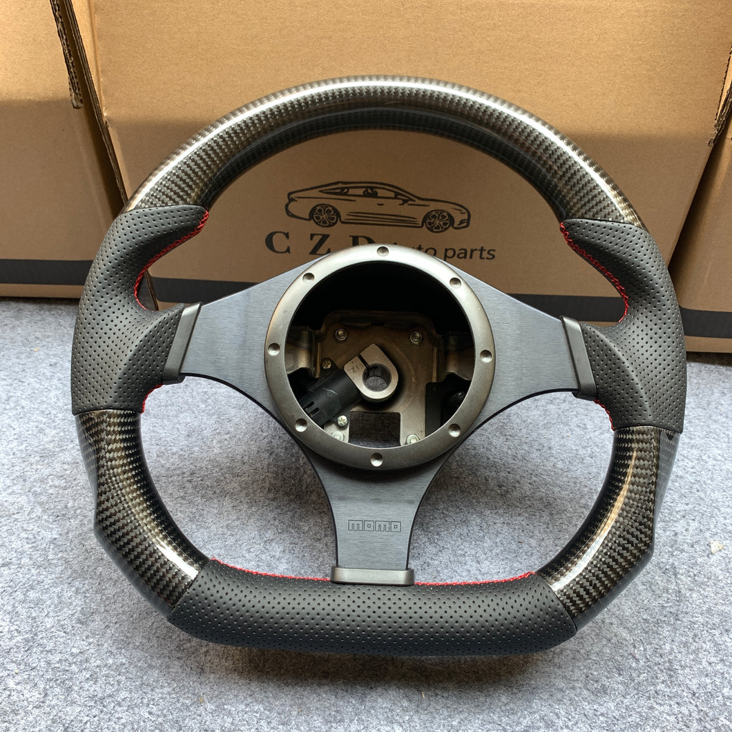 CZD auto parts carbon fiber steering wheel for Mitsubishi Lancer Evolution Evo 7 with black perforated leather