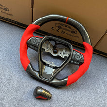 Load image into Gallery viewer, CZD Autoparts For Toyota 8th gen Camry se xse le xle 2018-2022 carbon fiber steering wheel red alcantara sides