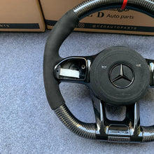 Load image into Gallery viewer, CZD auto parts for Mercedes Benz AMG A35 W177 GT C190 C43 W205 C63S W205 CLA35 C118 2019-2021 carbon fiber steering wheel with black alcantarra leather