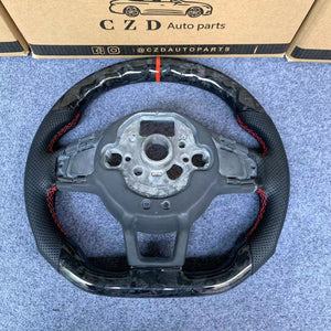 CZD auto parts for Volkswagen MK7/ Golf 7/ GTI/ Golf R/ VW Polo GTI/ Scirocco 2015-2016 carbon fiber steering wheel with gloss black forged carbon fiber