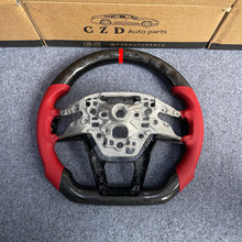 Load image into Gallery viewer, CZD auto parts for Ford Mustang 2024+ carbon fiber steering wheel with red perforated leather