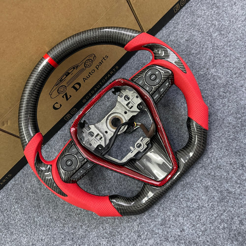 czd auto parts carbon fiber steering wheel for toyota xse with red stripe