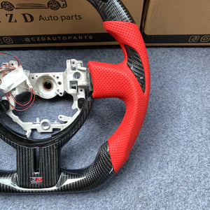 CZD auto parts carbon fiber steering wheel for Subaru BRZ 2016-2020 with red perforated leather