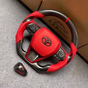 czd auto parts carbon fiber steering wheel for Toyota 8th gen Camry se xse le xle 2018-2022 with gear knob
