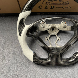 czd auto parts carbon fiber steering wheel for Infiniti G25 G35 G37 G37X 2007-2015 with white perforated leather
