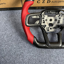 Load image into Gallery viewer, CZD auto parts for Ford Mustang 2024+ carbon fiber steering wheel with red perforated leather
