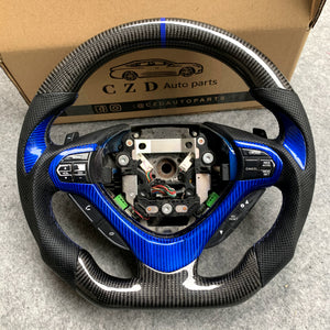 czd auto parts carbon fiber steering wheel for Acura TSX 2009-2014 with gloss blue carbon fiber trim