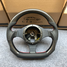 Load image into Gallery viewer, CZD auto parts for Mitsubishi Lancer Evolution Evo 7 carbon fiber steering wheel with perforated leather side