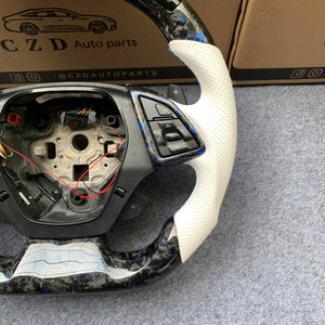 CZD auto parts carbon fiber steering wheel for Chevrolet 6th gen Camaro 2016-2020 with gloss blue flakes forge carbon fiber