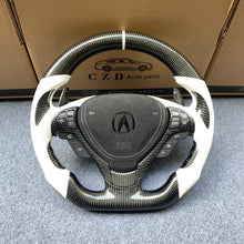 Load image into Gallery viewer, czd auto parts carbon fiber steering wheel for Acura TL/ILX with white stripe and leather