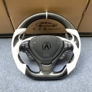 czd auto parts carbon fiber steering wheel for Acura TL/ILX with white stripe and leather
