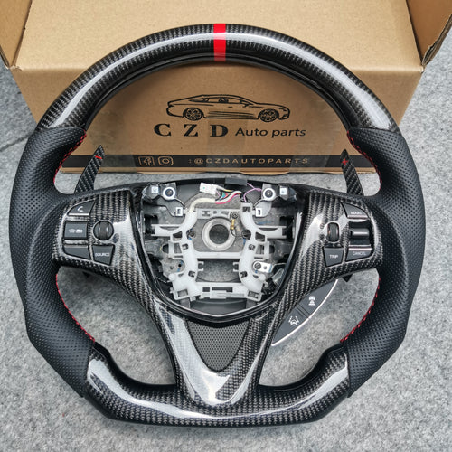 czd auto parts carbon fiber steering wheel for Acura TLX 2015-2021 with red stitching