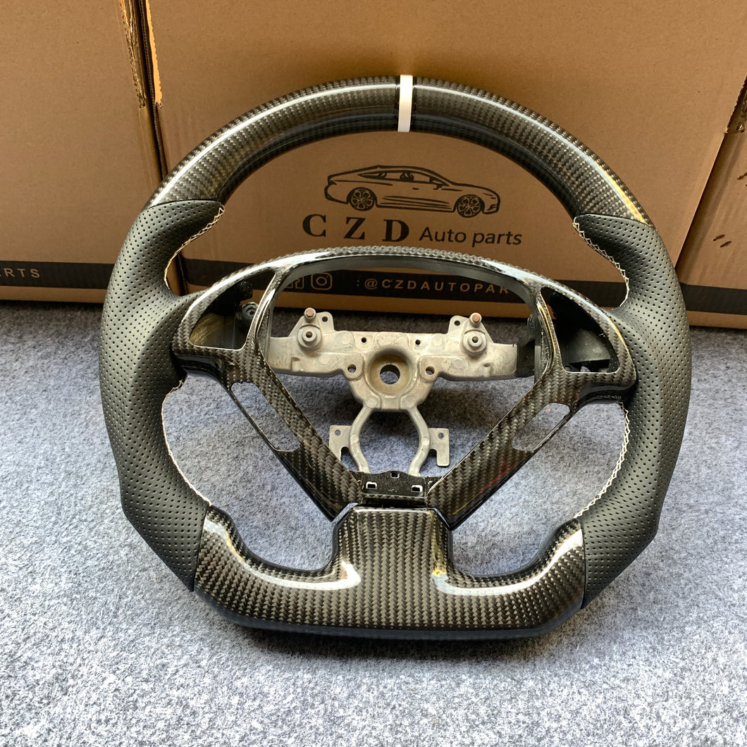 CZD autoparts for Infiniti EX35/ EX37/ G25/ G35/ G37/ G37X/ Q40/ Q60/ QX50 2007-2018 carbon fiber steering wheel with white stripe line