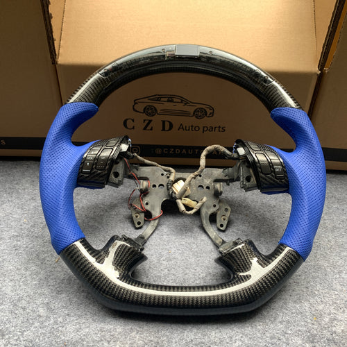 CZD autoparts for Honda Accord UC1 UC3 CM5 CM6 carbon fiber steering wheel with blue perforated leather side