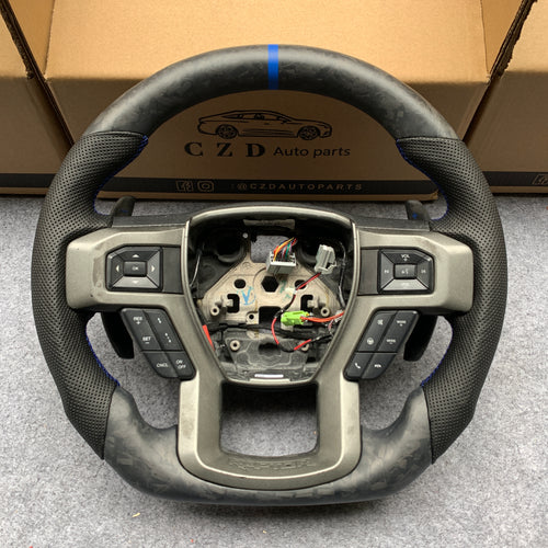 CZD Auto Parts carbon fiber steering wheel for Ford EXPEDITION 2018-2021 with matte forged carbon fiber