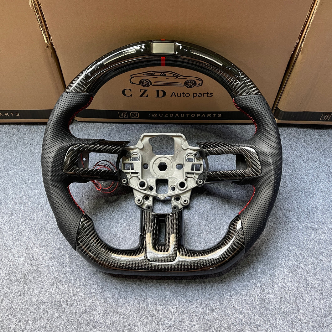 CZD autoparts for Ford Mustang 2015-2017 carbon fiber steering wheel with led