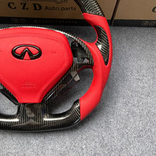 Load image into Gallery viewer, CZD autoparts for Infiniti G25 G35 G37 G37X 2007-2015 carbon fiber steering wheel with red airbag cover