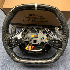 CZD auto parts carbon fiber steering wheel for Chevrolet Corvette C8 with white stripe