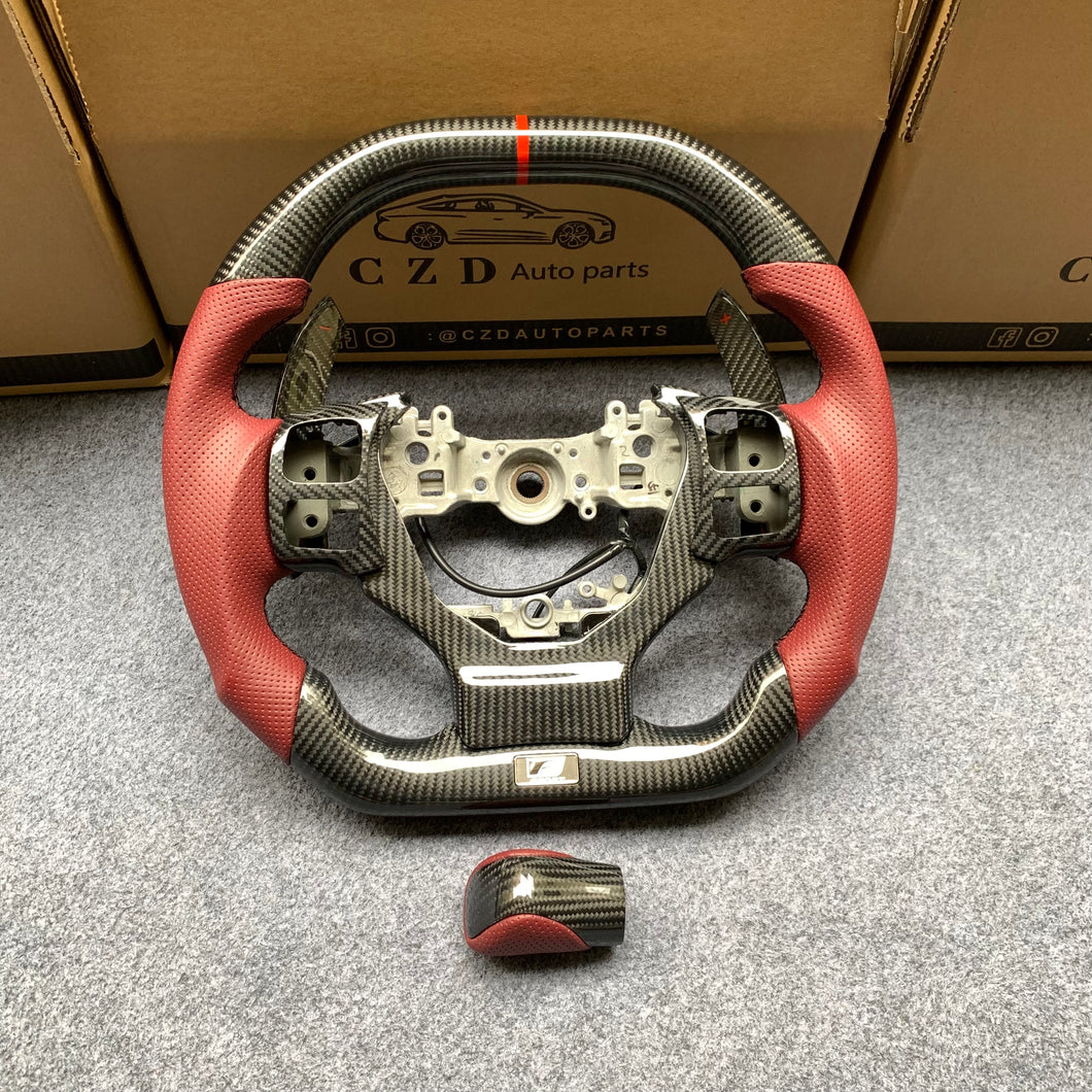 CZD auto parts carbon fiber steering wheel for Lexus RC300 RC350 2014-2020 with flat top flat bottom shape