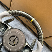 Load image into Gallery viewer, CZD auto parts for Mercedes Benz AMG A35 W177 GT C190 C43 W205 C63S W205 CLA35 C118 2019-2021 carbon fiber steering wheel with gray alcantarra leather