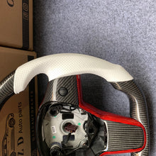 Load image into Gallery viewer, CZD auto parts for Tesla Model 3 2017-2020 carbon fiber steering wheel with red carbon fiber button trim
